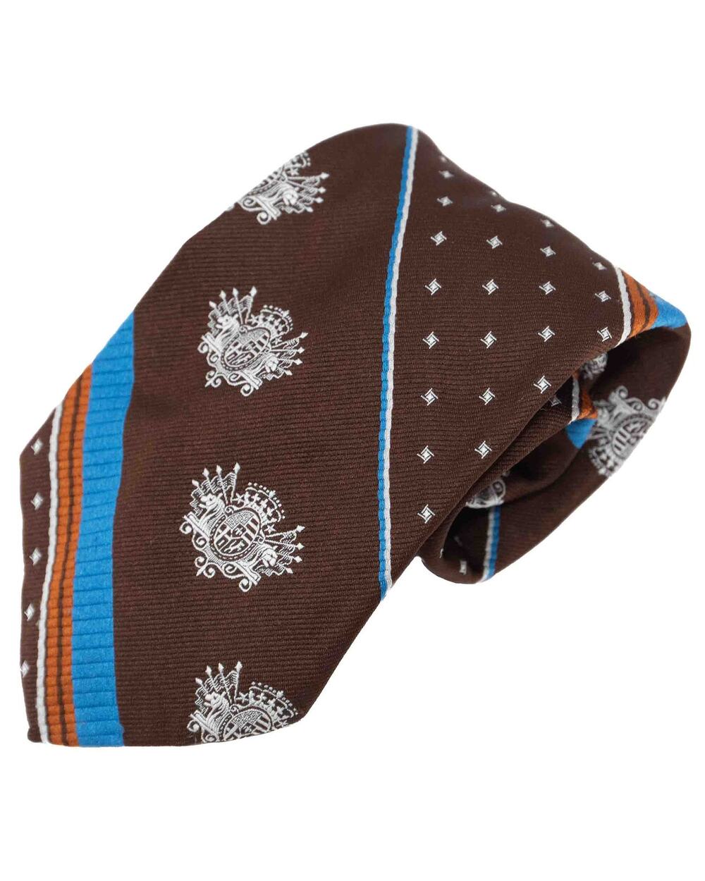 Burdine Vintage Retro Brown Teal Orange Striped 60's 70's Necktie Neck Tie